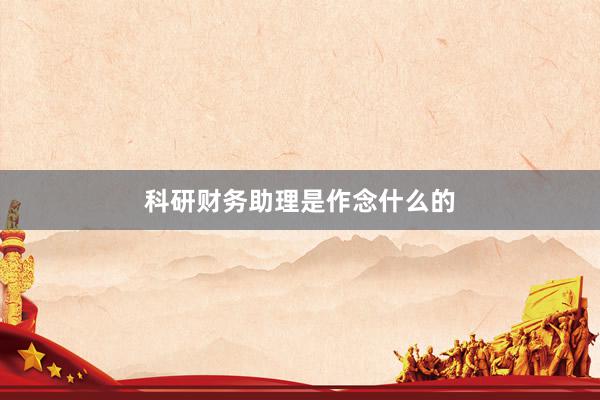 科研财务助理是作念什么的