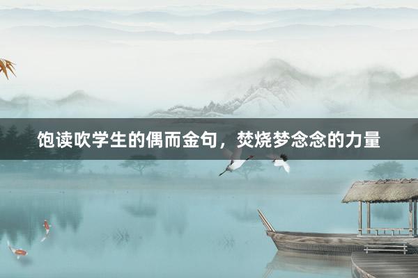 饱读吹学生的偶而金句，焚烧梦念念的力量